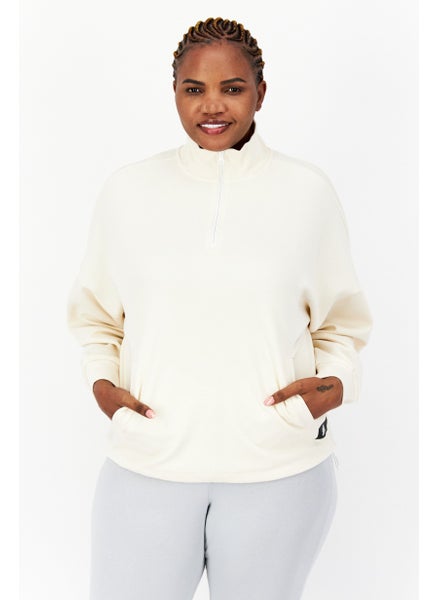 Buy Women Plus Size Long Sleeves Walking Sweatshirts, Cream in UAE