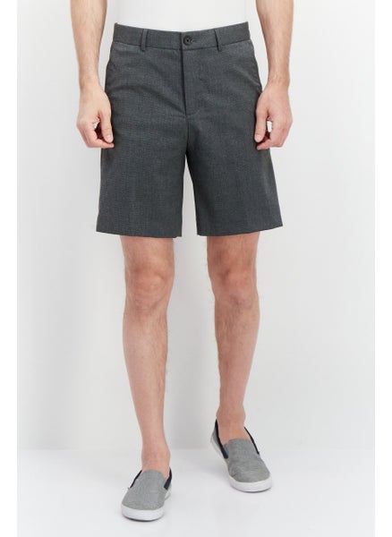 Buy Men Slim Fit Herringbone Basic Shorts, Medium Grey in Saudi Arabia