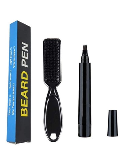 Buy Men's New Beard Filler Pencil Pen and Brush Kit, Barber and Salon Beard Care Kit for Men (Dark Brown) in UAE