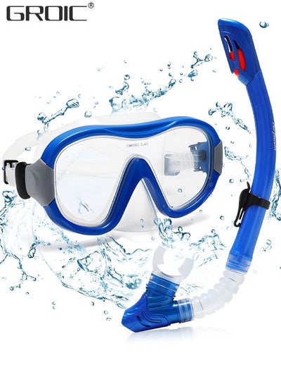 Buy Dry Snorkel Set Snorkel Mask, Snorkeling Gear for Adults, 180°Panoramic Wide View Diving Mask Breathing Freely Snorkel Mask for Snorkeling Scuba Diving Swimming Travel in Saudi Arabia