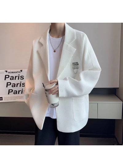 Buy Mens White High-End Blazer Spring 2022 White waffle in UAE