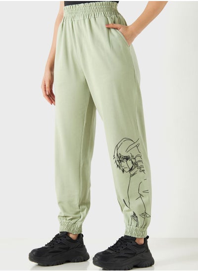 Buy Graphic High Waist Sweatpants in Saudi Arabia