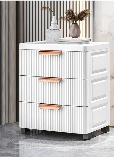 Buy 3 Layer luxury Nordic Freestanding Large Capacity Plastic Drawer Storage Cabinet, Plastic Home Storage Box, Plastic Toys Storage Rack, Bedside Table, Floor Storage Organizer with 3 Drawer in Saudi Arabia