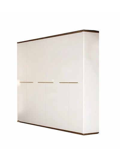 Buy Avenue 6-Door Wardrobe - Double Design, Chipboard with Melamine Protection, White and Wood Finish in Saudi Arabia