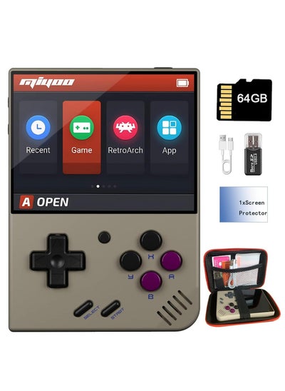 Buy Miyoo Mini Plus Handheld Game Console, with Dedicated Storage Case, 3.5 Inch IPS 640x480 Screen, 64G/128G TF Card with 10,000+ Games, 3000mAh 7+Hours Battery, Support Wireless Network (Grey 64G) in Saudi Arabia