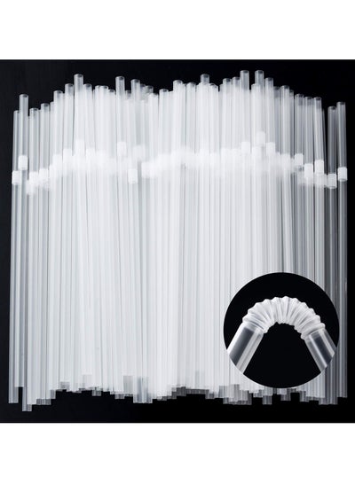 Buy SYOSI 100 Pack Disposable Plastic Straws, Clear Flexible Drinking Straws 177 x 6 MM Plastic Bendy Straws in Saudi Arabia