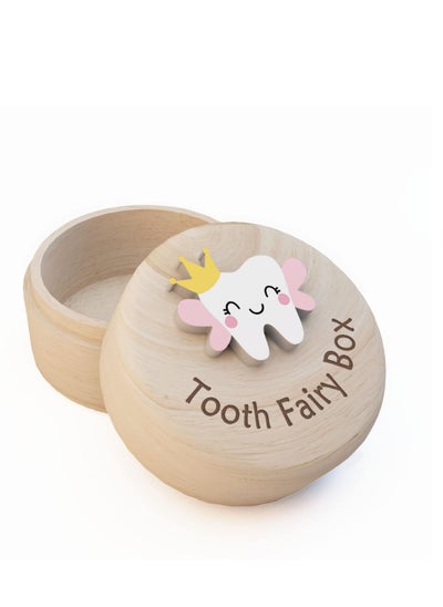 اشتري Cute Carved Wooden Box, Kids Tooth Storage, Tooth Fairy Box for Boys and Girls Wooden Baby Teeth Fairy Holder, Stores Lost Teeth for Kids for Lost Teeth Baby Shower Birthday Gift في الامارات