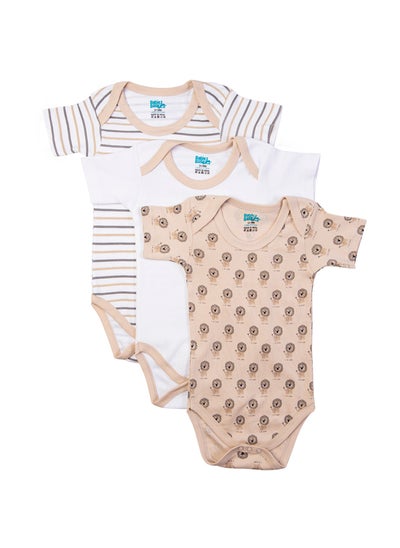 Buy Babies Basic Printed Romper/Bodysuit for babies - Pack of 3, Multi Color in UAE