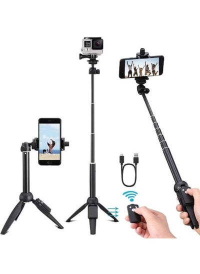 Buy K20 Bluetooth 4.0 Wireless Selfie Stick Integrated Tripod for Smartphones, Black in UAE