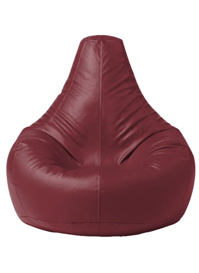 Buy Faux Leather Tear Drop Recliner Bean Bag with Filling Dark Maroon in UAE