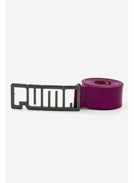 Buy Women Gunmetal Patent Belt, Magenta Purple in Saudi Arabia