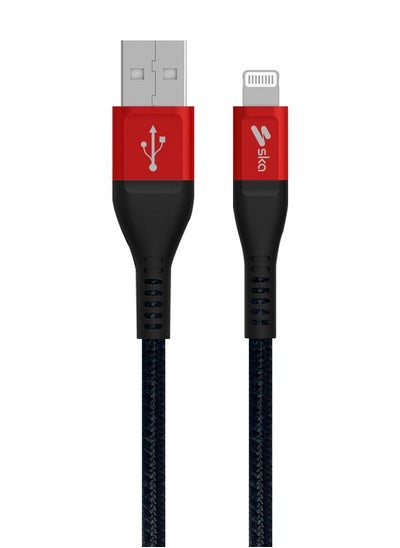 اشتري SKA USB-A to Lightning cable 1.2Meters braided, MFI certified, Black في الامارات