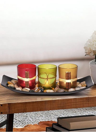 Buy Candle Holders Tray Rocks, Home Decor Accents Gift Set, Natual Votive Candlescape Set of 3 Tea Light Natual Stones, Small Coffee Table Decor, Gift for Birthday, Mother's Day, Anniversary in UAE