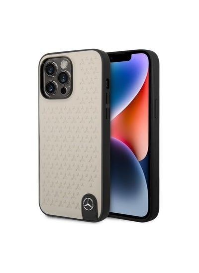 اشتري CG MOBILE Mercedes-Benz Genuine Leather Case With Star Pattern, Compatible w/ 14 Pro MAX(6.7") Protective Cover, Scratch & Drop Protection, Shockproof, Wireless Charger Compatibility (Grey) في الامارات