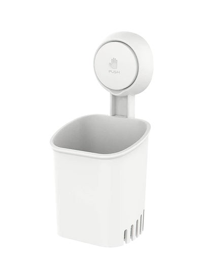 Buy Wall Mounted Toothbrush Holder White 9.3x9x19.4cm in Saudi Arabia