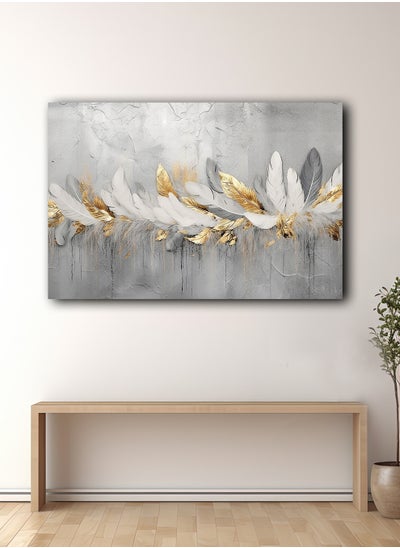 Buy Canvas Wall Art Stretched Over Wooden Frame with Feathers Abstract Painting in Saudi Arabia