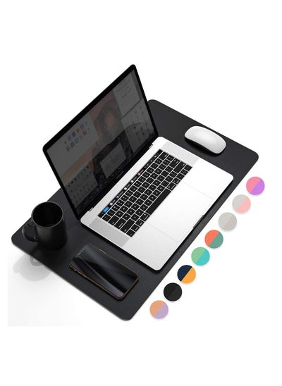 Buy COOL BABY Multifunctional desk pad, ultra-thin waterproof PU leather mouse pad, office/home dual-use desk writing pad (70*35cm, Black + Black) in UAE