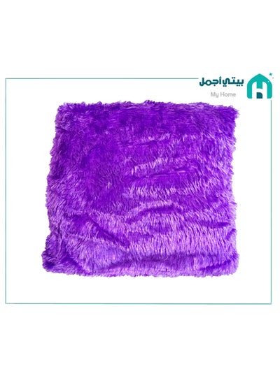 Buy Sofa Cushion Square Shape Faux Fur with Polyester Filling Super Comfortable 40x40 cm Burgundy in Saudi Arabia