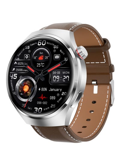 Buy smart watch GT4 PRO  with Bluetooth calling function (answer/make calls), fitness tracking watch with sleep monitoring function, suitable for iPhone/Android, IP68 waterproof (leather brown) in Saudi Arabia