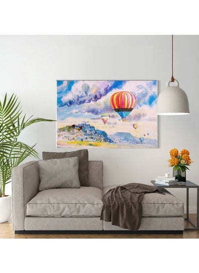 Buy Canvas Wall Art, Abstract Framed Portrait of hot air balloon on mountain village and blue sky cloud in Egypt