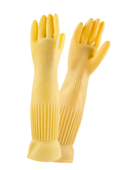 Buy Household Arms Length Rubber Latex Cleaning Long Glove Reusable Kitchen Natural Rubber Living Wash Gloves in UAE