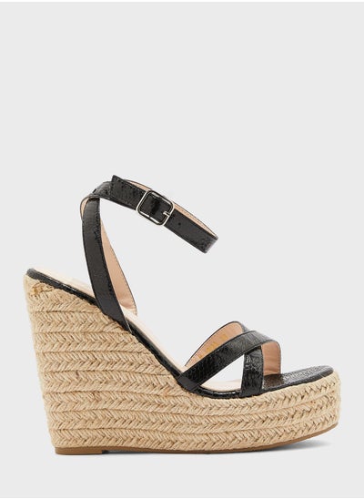 Buy Cross-Over Ankle Strap Wedge Sandal in Saudi Arabia