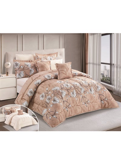 Buy 8 Piece Comforter Set Two Sided Microfiber Double King Size 240x260 in Saudi Arabia