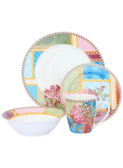 Buy 24 Pieces Round White Porcelain Floral Dinner Set in Saudi Arabia