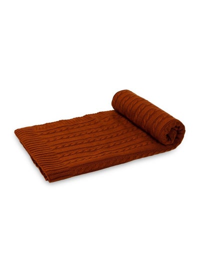 Buy Cable Knit Throw, Honey - 127X152 Cm in UAE