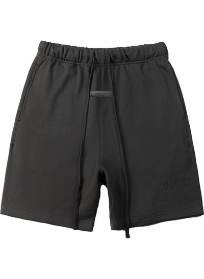 Buy Essentials Zone Season 8 Casual Velvet Printed Drawstring Shorts for Men Iron Ash in UAE