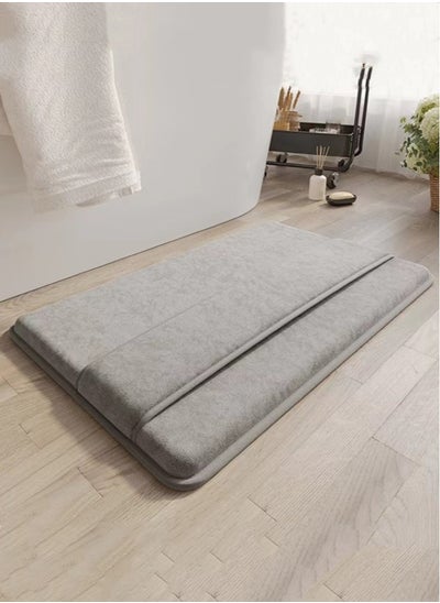 Buy 1-Piece Bathroom Non-Slip Rug Mat Water Absorption Mat Polyester Grey 60x40 Centimeter in UAE