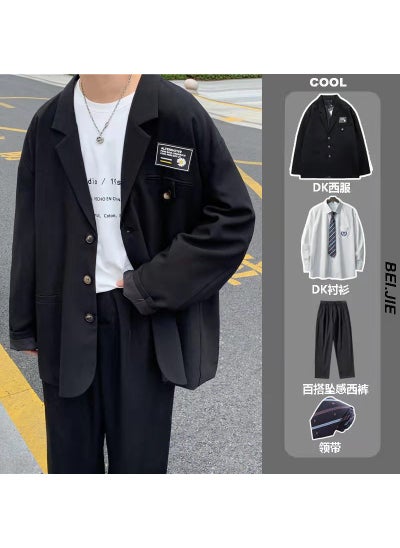 Buy Autumn New Mens DK Uniform Suit Set Black coat + trousers + shirt + tie in UAE