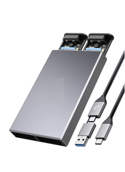 اشتري Dual Bay NVMe M2 SSD Enclosure High-Speed USB3.2 Gen2 10Gbps Docking Station for PCIe M Key B M Key 2230 2242 2260 2280 SSDs Tool Free Installation Supports up to 4TB في السعودية