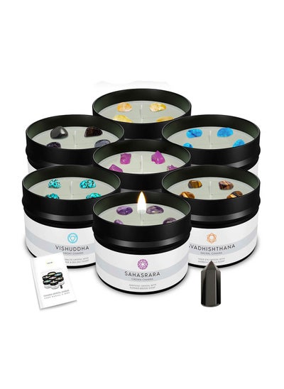 Buy Lucir Store Healing Chakra Crystal Scented Candles Set with a Surprise Chakra Crystal Wand in UAE