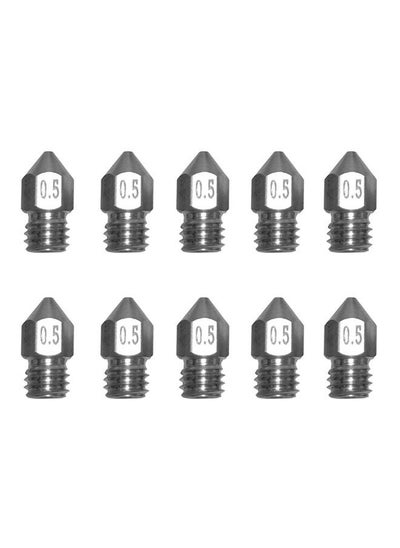 Buy 10-Piece MK8 M6 Threaded Nozzle Set For 3D Printer Head Silver in UAE