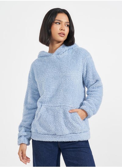 Buy Oversized Longline Faux Fur Hoodie in Saudi Arabia