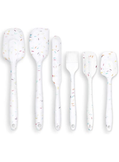 Buy Silicone Spatula Set of 6, Heat Resistant Cake Cream Butter Spatula, BPA Free Kitchen Silicone Stirring Tool for Cooking and Baking, Nonstick in UAE