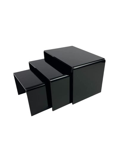Buy Creative Planet -Black Acrylic Display Riser for Figurines, Pastry, Cake, Dessert. Table Decorations. (Rectangle - 3", 4", 5") in UAE