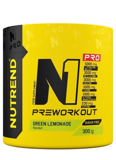 Buy N1 Pro Pre Workout Sugar Free 300 Grams, Green Lemonade in UAE