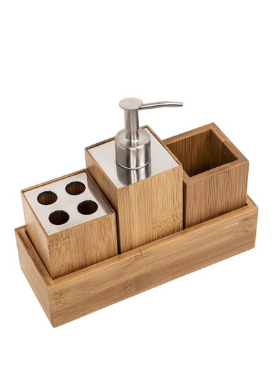 Buy Bamboo 4 Piece Natural Bathroom Set in UAE