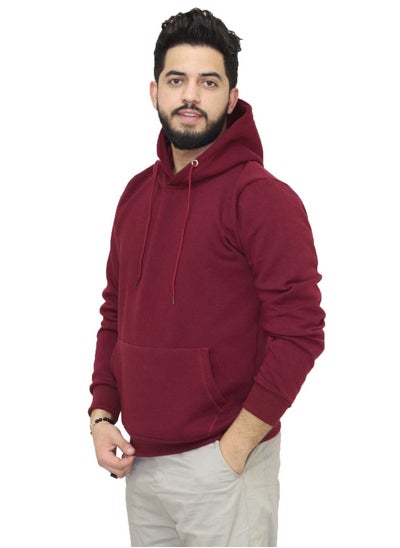 Buy Hoodie Melton Cotton - Burgundy in Egypt