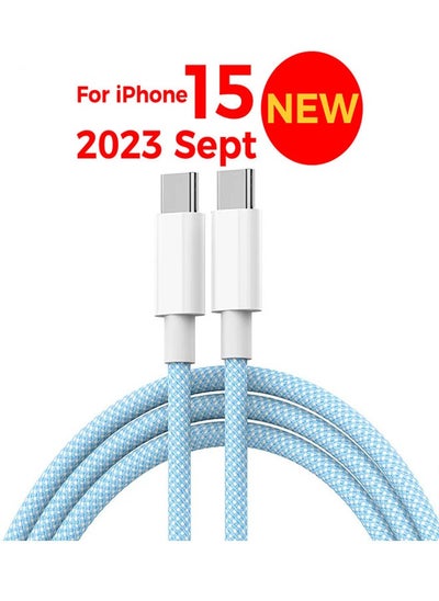 اشتري 60W Usb C To Usb C Charger Cable(Blue),Type C Iphone 15 Fast Charging Cable Compatible With Macbook Pro, Ipad Pro Air, Iphone 15/15 Plus/15 Pro Max, Galaxy S23+/S23 Ultra في الامارات