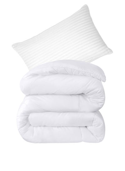 اشتري Single Size Premium Quality Duvet Insert Cotton White 160 X 220Cm With 1 Piece Pillow في الامارات