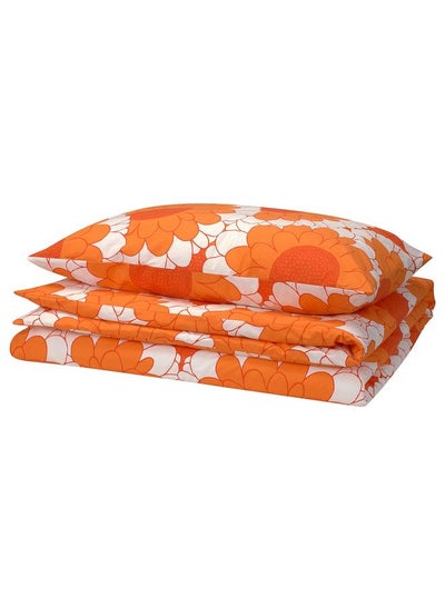 Buy Duvet Cover And Pillowcase Orange 150X200/50X80 Cm in Saudi Arabia