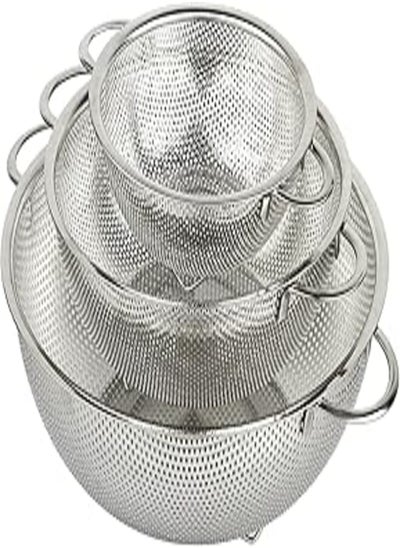 Buy HÖLM 3-Piece Stainless Steel Mesh Micro-Perforated Strainer Colander Set (1-Quart, 2.5-Quart and 4.5-Quart) in Egypt