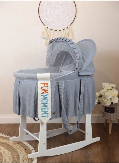 اشتري Moses Basket Cradle with Rocking Stand White في السعودية