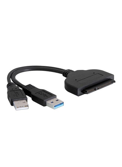 Buy USB 3.0 To SATA 22-Pin 2.5 Inch Hard Disk Driver Adapter with Power Cable Black in Saudi Arabia