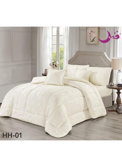 Buy Double quilt set, summer mattress, 6 pieces, medium fixed filling, size 220 x 240 in Saudi Arabia