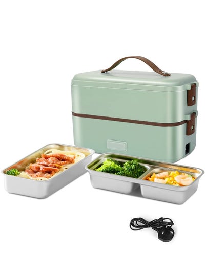 اشتري Electric Heating Lunch Box, Self Cooking Mini Rice Cooker, 2 Tier Steamer Lunch Box for Home Office School Travel Cooking Raw Food في الامارات