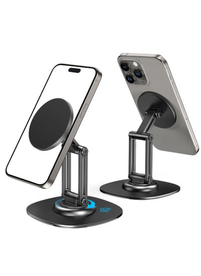 Buy Magnetic Phone Stand, For MagSafe iPhone Stand Holder for Desk with 360° Rotating Base, Metal Foldable Adjustable Cell Phone Stand Compatible with iPhone 15 14 13 12 Pro Max and MagSafe Case in UAE